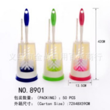 Bathroom double-brush head with base toilet brush set, plastic long-handled toilet brush, bathroom brush, toilet cleaning brush Specification image