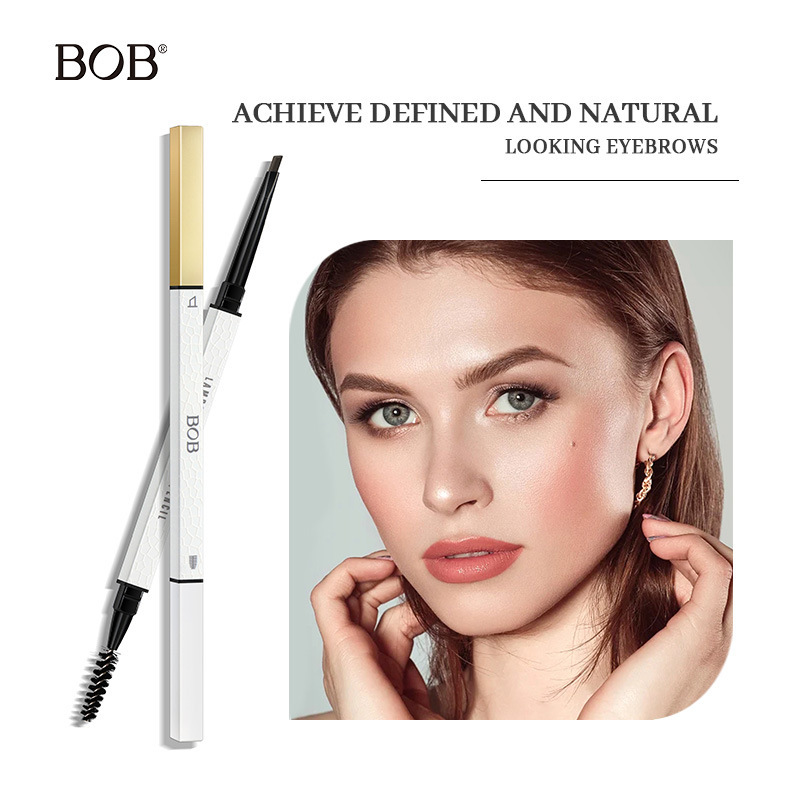 Cross-border special bob foggy double-ended eyebrow pencil, waterproof, non-smudge, long-lasting and non-fading, natural wild eyebrow makeup