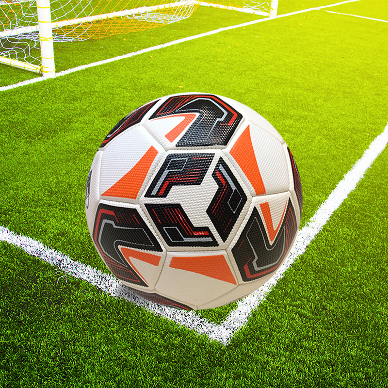 New diamond-patterned football, wear-resistant No. 5 pvc sports outdoor football, creative whirlwind, white machine-sewn student football details Picture
