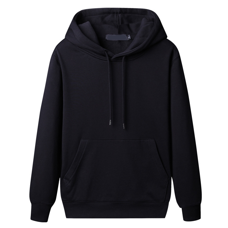 Solid color fleece hoodie for men, thickened with a hood, autumn warmth, pullover, round-neck top, Korean version, winter fleece warmth Item Picture