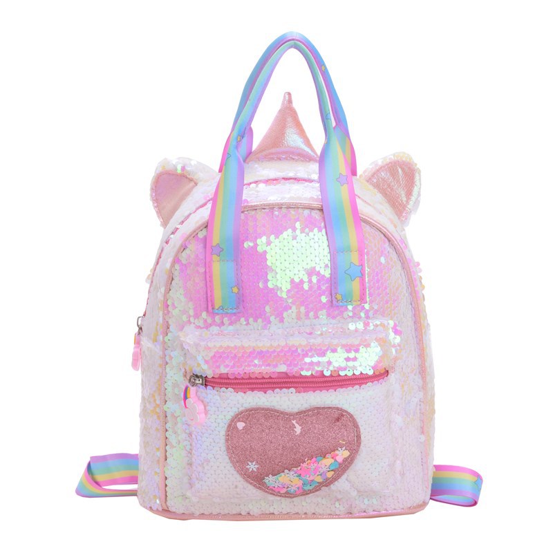 Unicorn Large-capacity sequined children's bag, Cute girls' kindergarten schoolbag, Little Girls' Little Princess Colorful backpack Item Picture