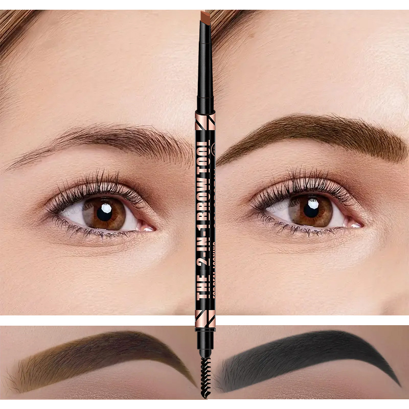 【 Cross-border Exclusive 】 Wholesale of the best-selling QICIY Double-headed Eyebrow Pencil, Waterproof, sweat-proof, Dense and three-dimensional Shaping Eyebrow pencil