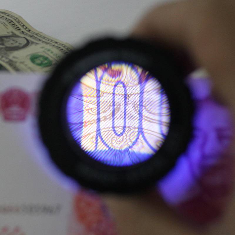 Round barrel cloth mirror LED banknote detector lamp 30X with scale portable cloth mirror cylindrical magnifying glass TH-9006B details Picture
