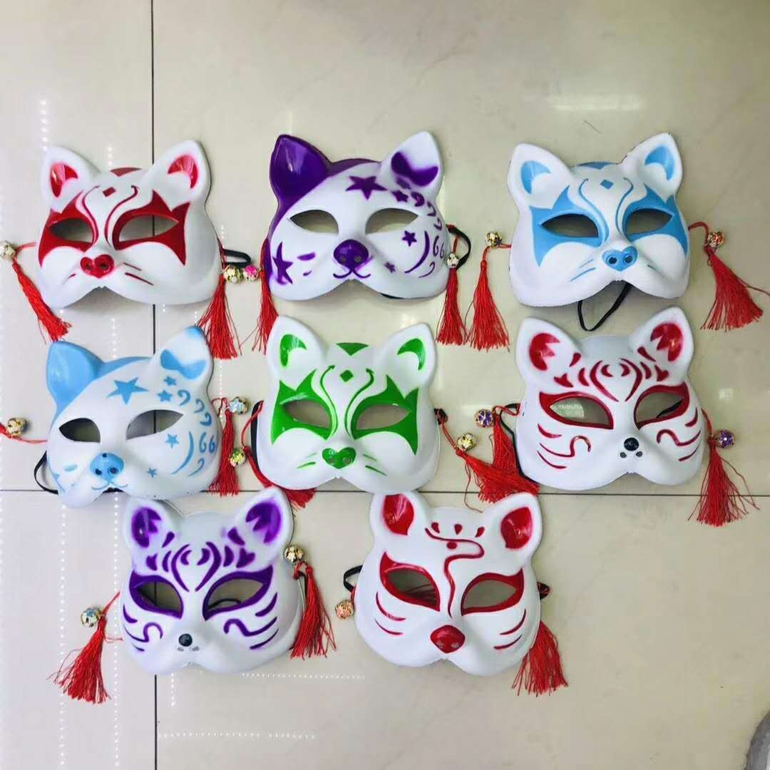 狐狸面具鬼灭之刃狐狸面具抖音同款二次元火影萤彩绘狐狸半脸面具