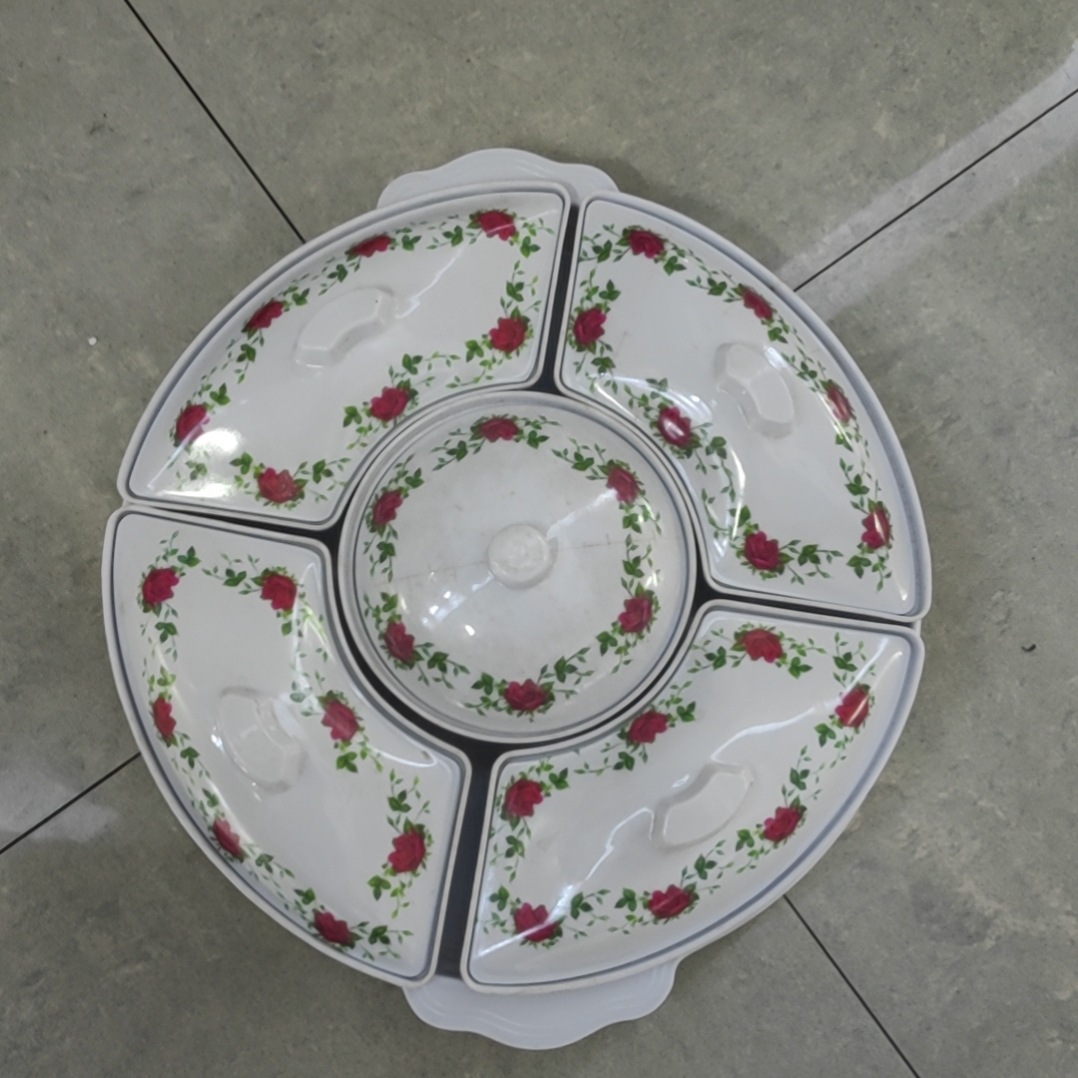 The melamine fruit platter color box packaging can hold dried fruits, snacks and other items for guests full figure