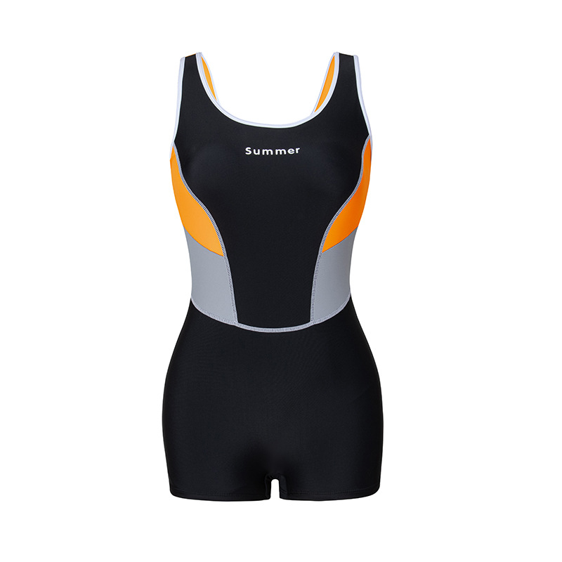 2026 New style sports and competition swimwear for women, one-piece professional swimming training, hot spring soaking, color-matched flat Angle swimwear for women Item Picture