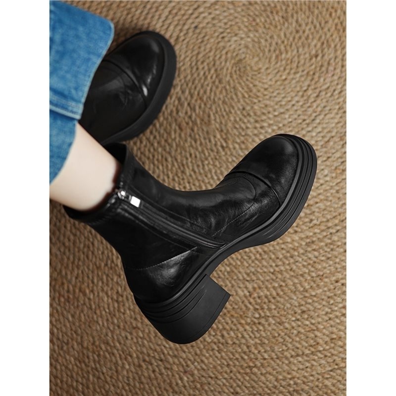 中筒靴/靴子/短靴高跟/高筒靴女秋冬/短靴子产品图