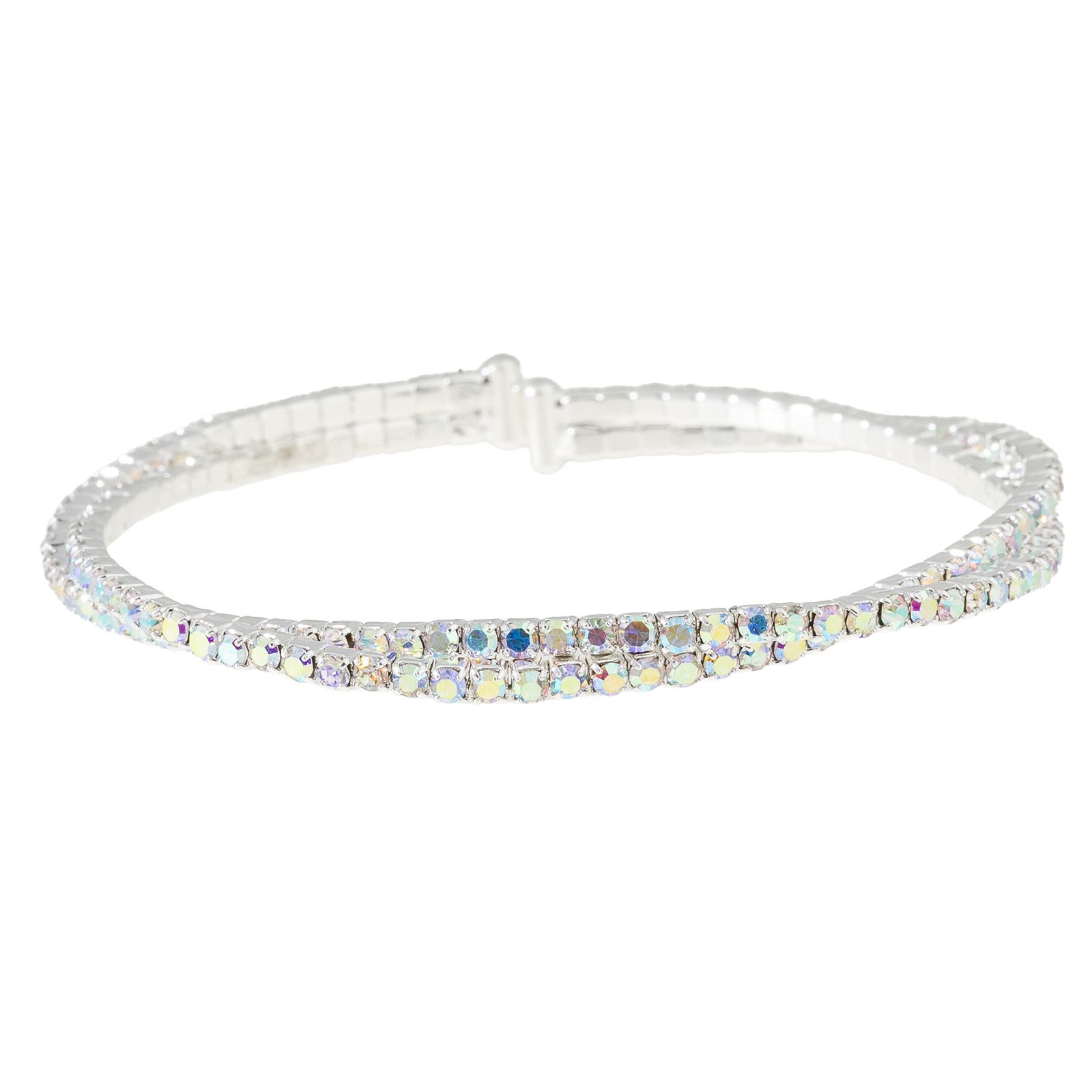 Factory wholesale claw chain bracelet, 2-row crossed twisted knot steel wire elastic water diamond open bracelet, simple and versatile jewelry for women Item Picture