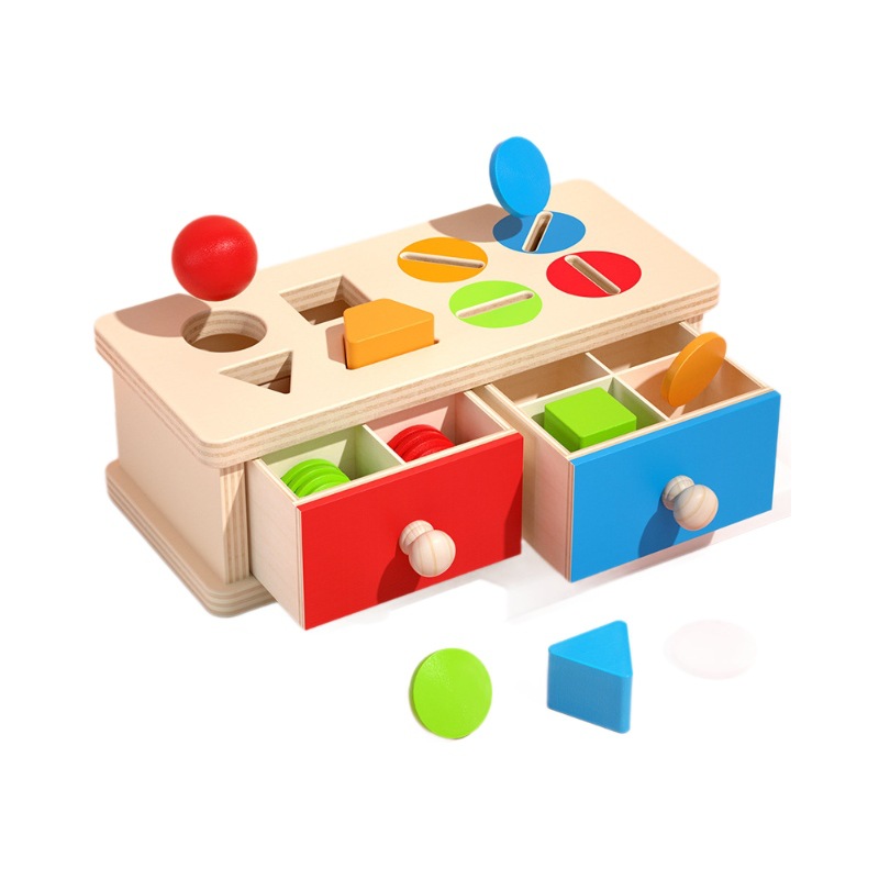 Montessori target box, coin-operated ball throwing box, children's color classification cognition, early education matching game teaching 2 toys 0-3 Item Picture