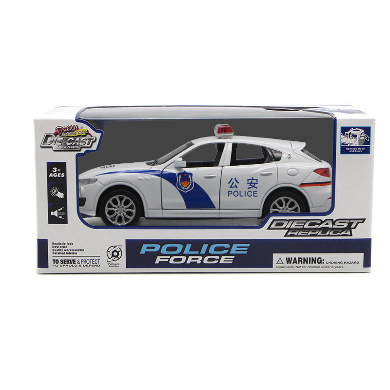 1:32 Police car model children's toy car, alloy lights, music, Rebound six-door police car toy Item Picture