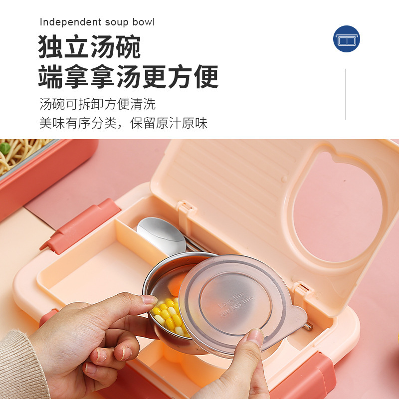 304 stainless steel insulated lunch box, specially designed for male and female office workers with a covered lunch bowl, lunch box with compartments Specification image