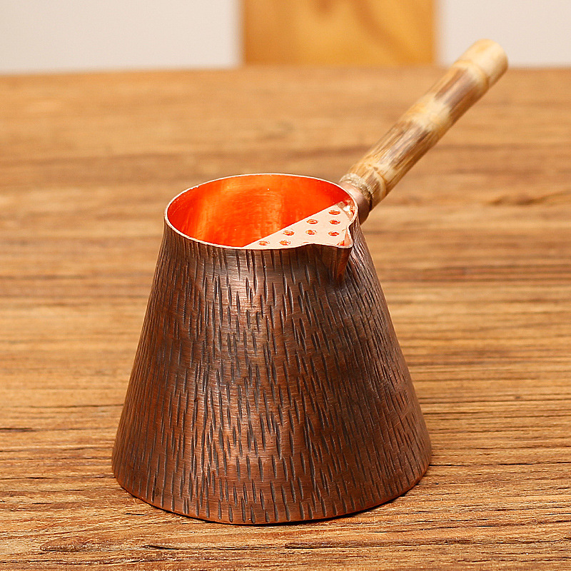 Pure copper thickened fair cup, Northwest pot, tea boiling set, tea distribution set, Gansu tea boiling and roasting pot, side-handled pot, lazy man's pot Application Scenario