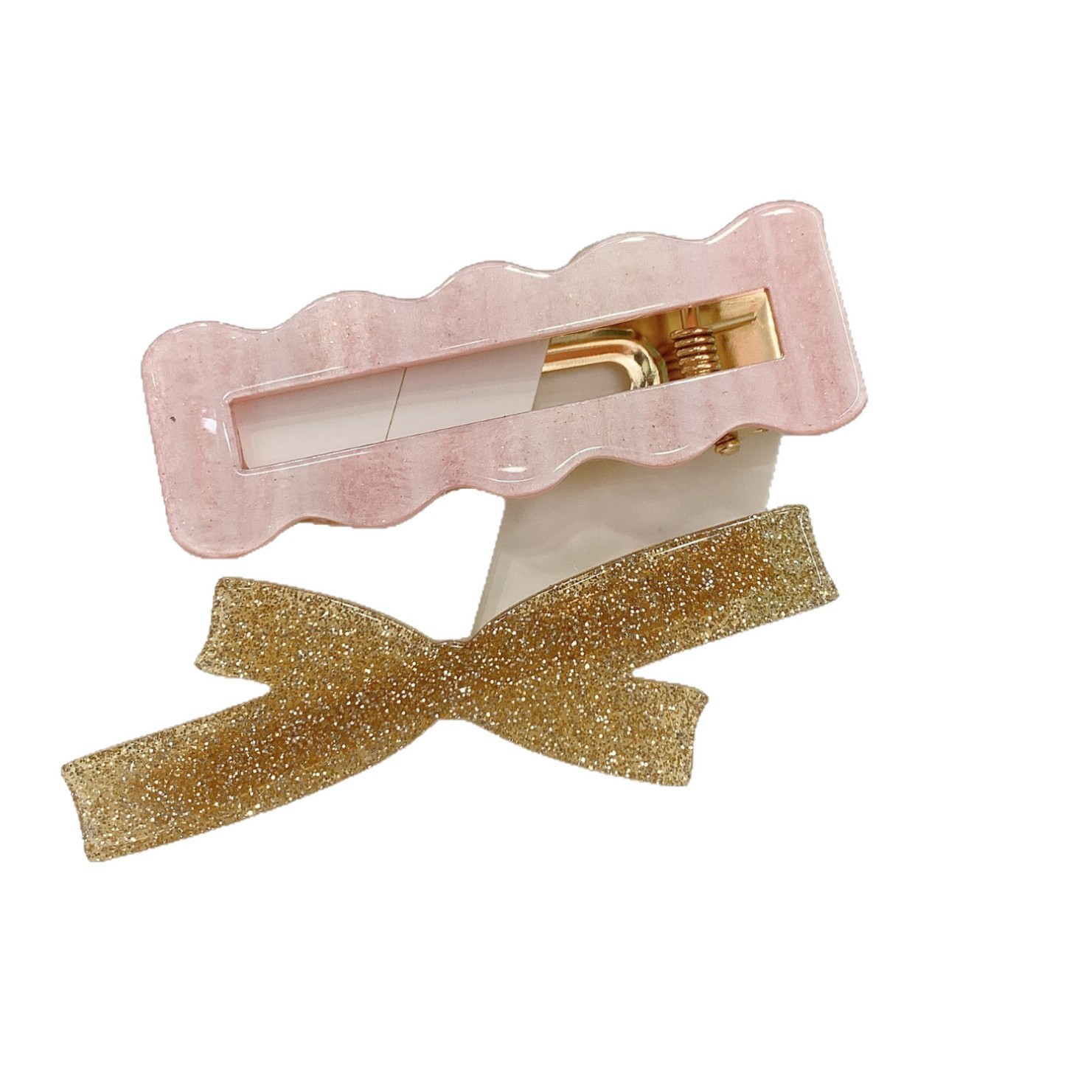 发夹/鲨鱼夹/新年红色发夹/鸭嘴夹/抓夹白底实物图