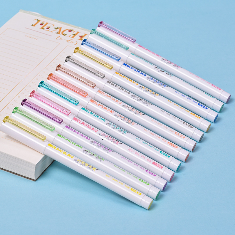 Factory direct supply of Weiya Hui Flash Highlighter 22112, 12-color flash Highlighter 22112 Application Scenario