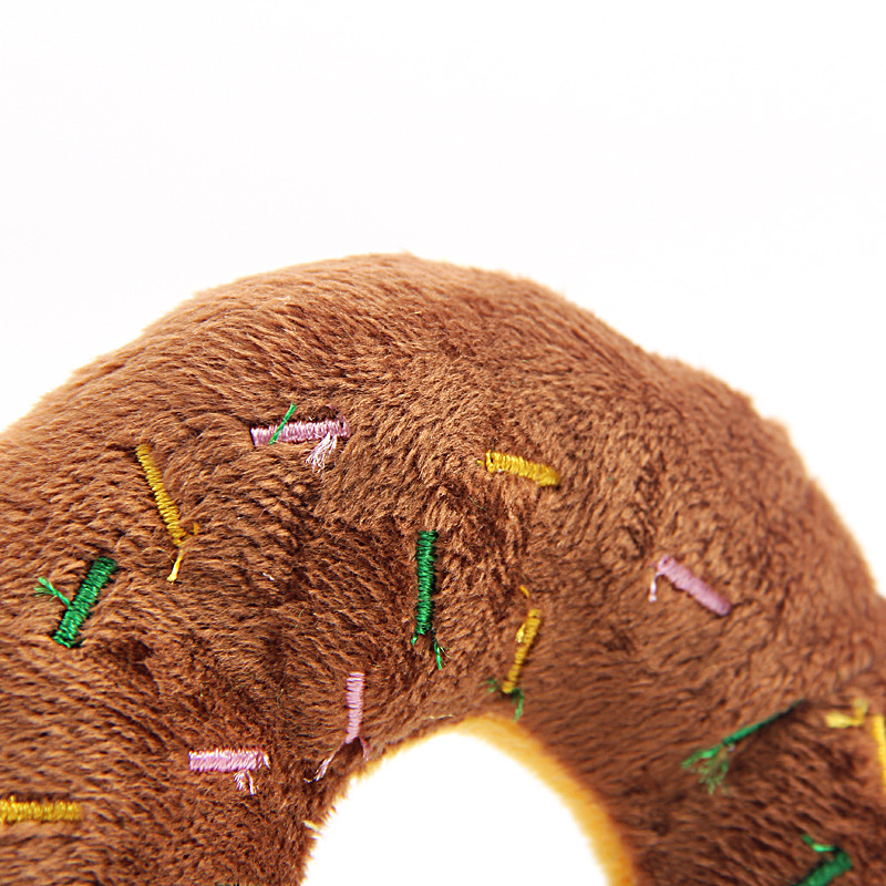 Pet plush toys, cartoon round plush figurines, creative doughnut plush toys, wholesale in stock details Picture