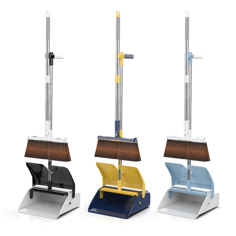 New flip-top foldable sweeping set for household cleaning and hygiene, magnetic rotating broom and dustpan combination set Item Picture