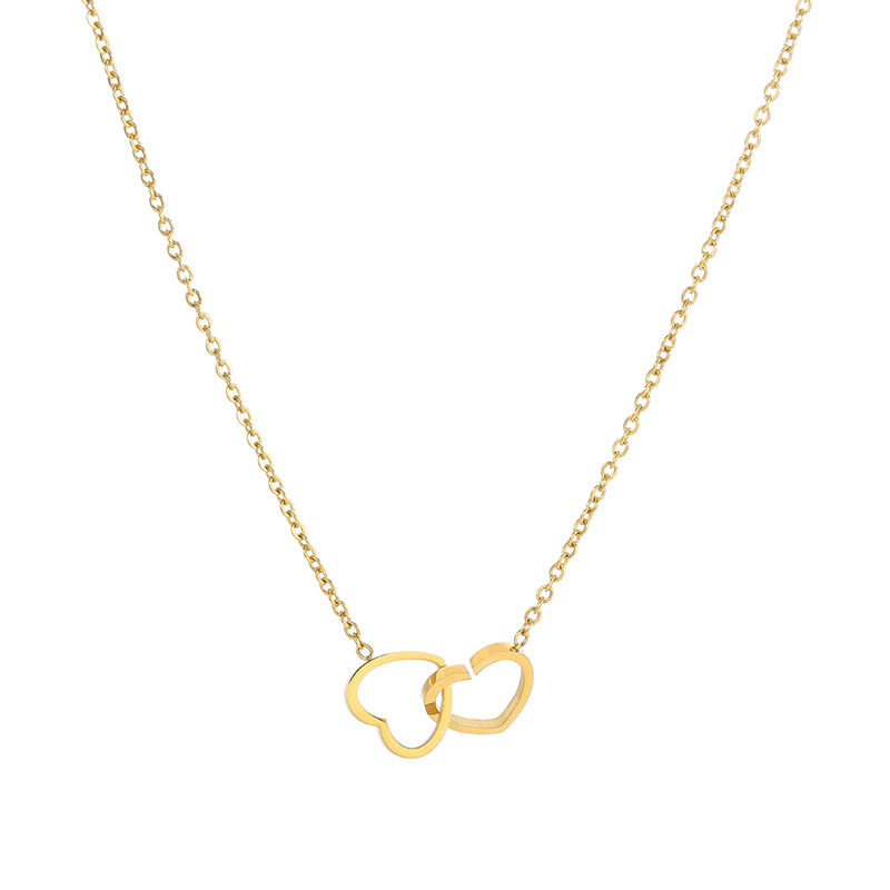 Heart-shaped necklace with a light luxury and niche design sense, women's collarbone chain, women's titanium steel elegant accessory, non-fading pendant Item Picture