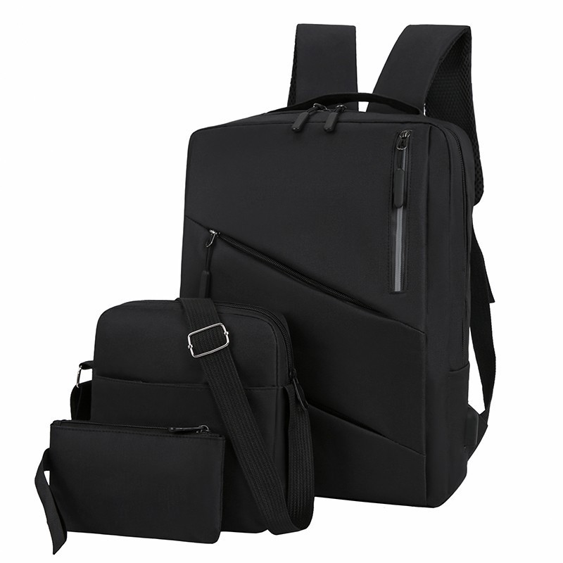 Rechargeable business backpack, multi-functional business trip and travel computer bag, foreign trade three-piece set, casual backpack, crossbody bag details Picture
