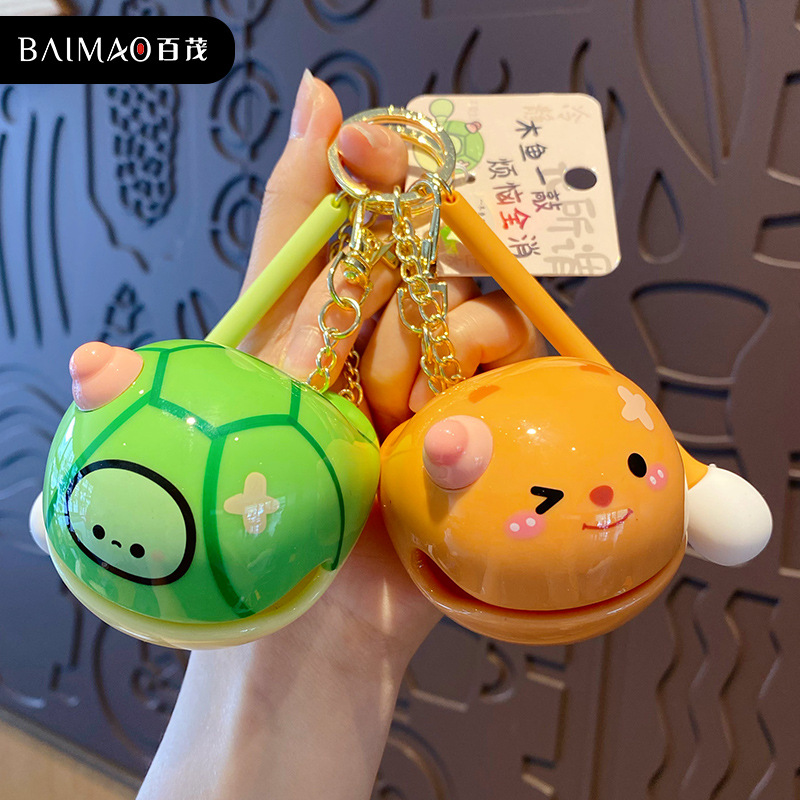 百茂原创解压敲击情绪稳定佛系木鱼敲敲乌龟钥匙扣女精致书包挂件