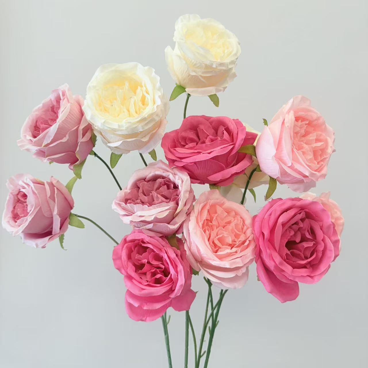 仿真花3头奥斯汀玫瑰花婚庆用花仿真玫瑰花假花婚庆地排花艺装饰产品图