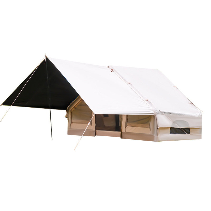 户外露营便携多人免搭防水帐篷 速开轻奢旅行带天幕加大充气帐篷白底实物图