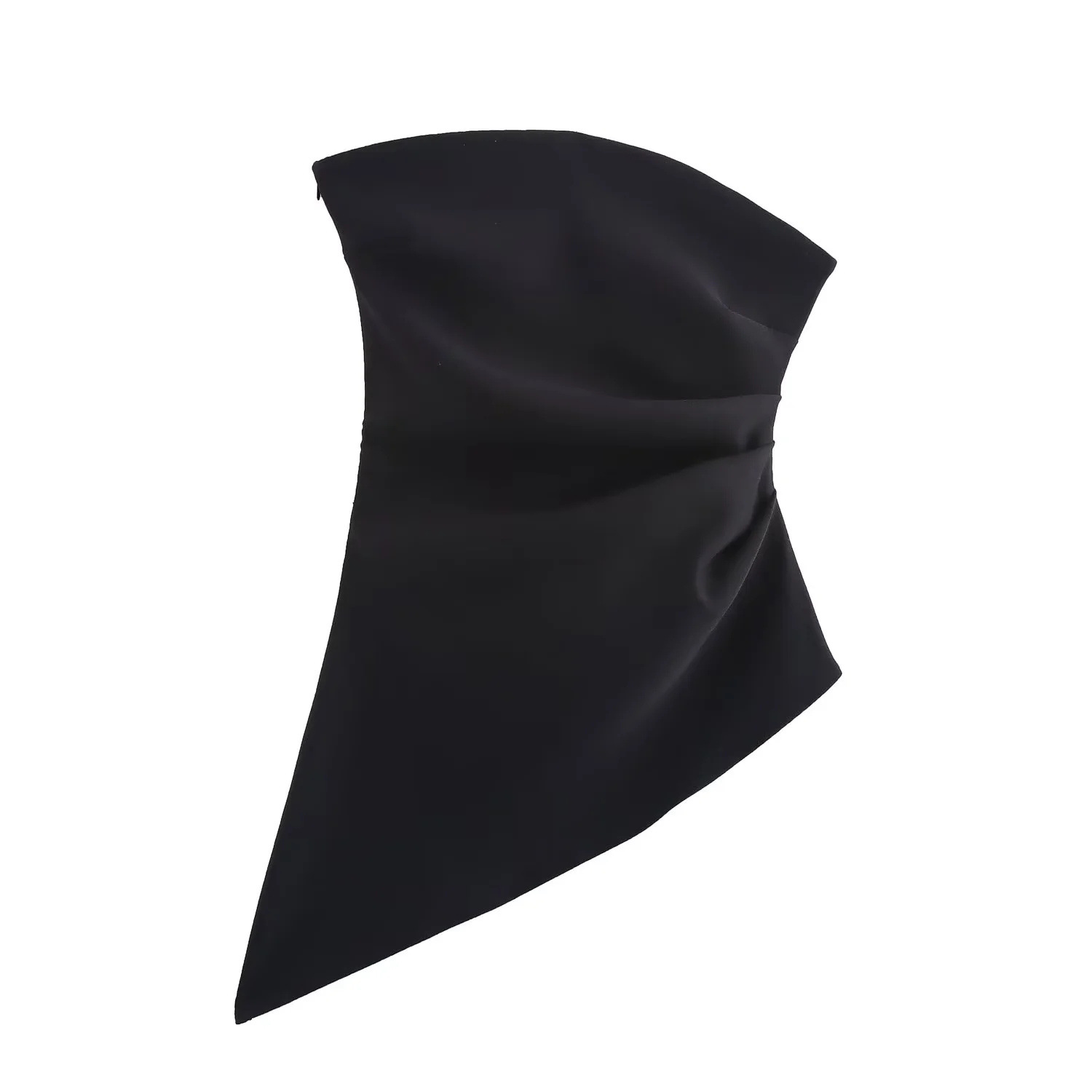 Cross-border European and American women's clothing, Instagram influencer's best-selling fashion party, pleated asymmetrical sexy hot girl strapless top Application Scenario