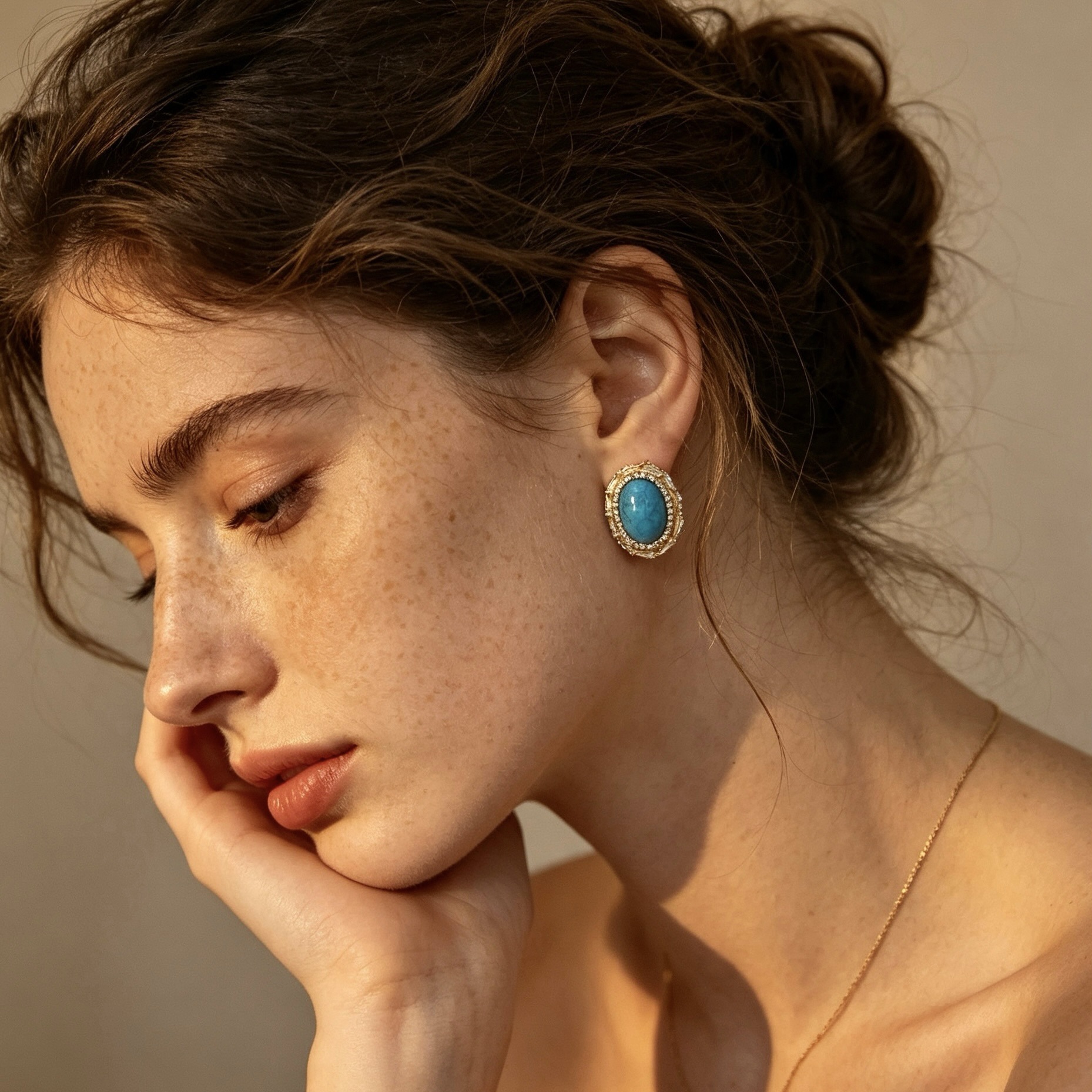 Oval earrings with zircon earrings in gold and silver, retro court-style earrings, ethnic style women's earrings Application Scenario