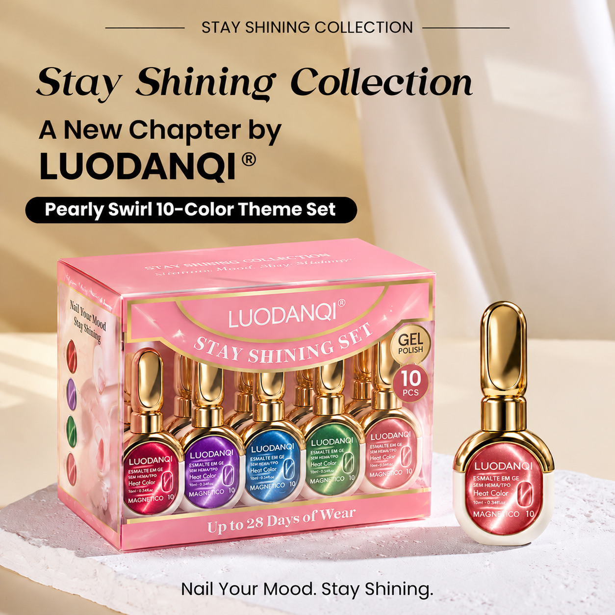 10-color cat's eye glue set, Sparkling and Flowing Light Nail Polish Glue Gift box, long-lasting Whitening Light Therapy glue source manufacturer details Picture