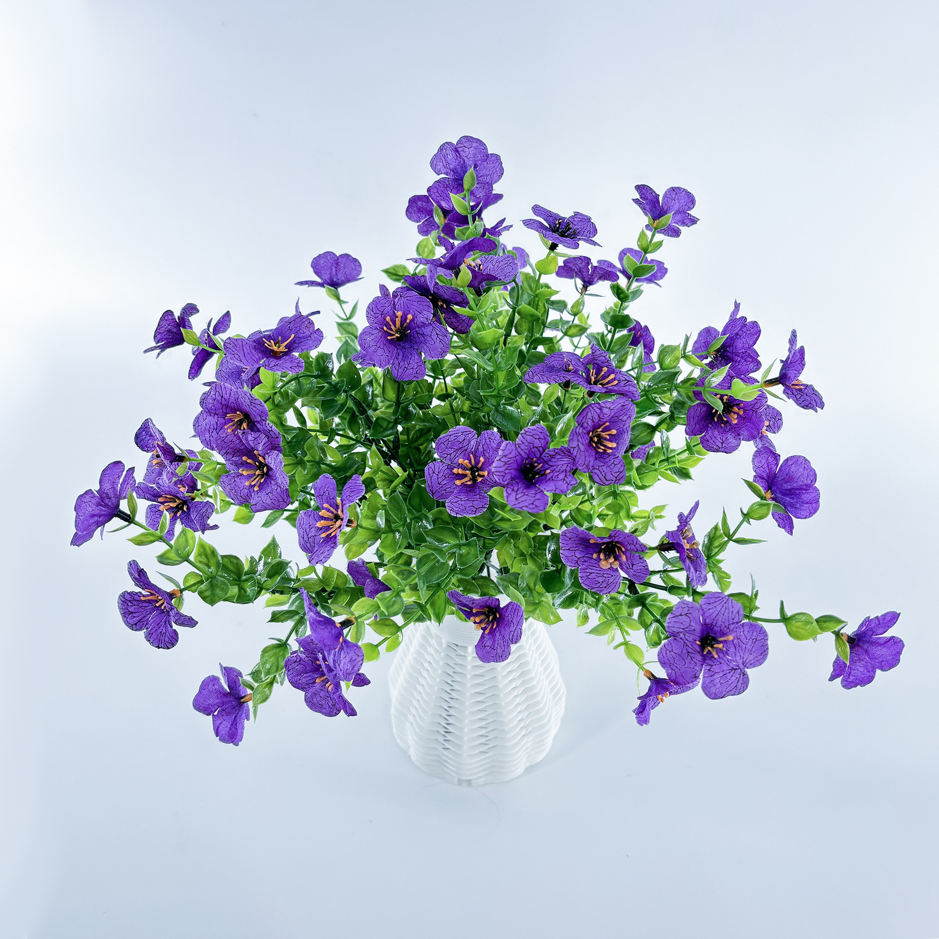 跨境仿真花7叉尤加利亚马逊新款紫罗兰人造假绢花装饰餐桌细节图