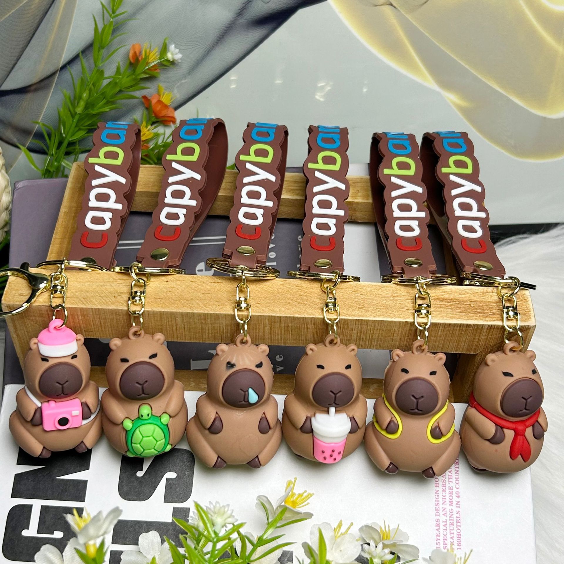 Popular Kapi Bala keychains, cute capybara 3D figurines, student bags, pendants, and small gifts for company events details Picture