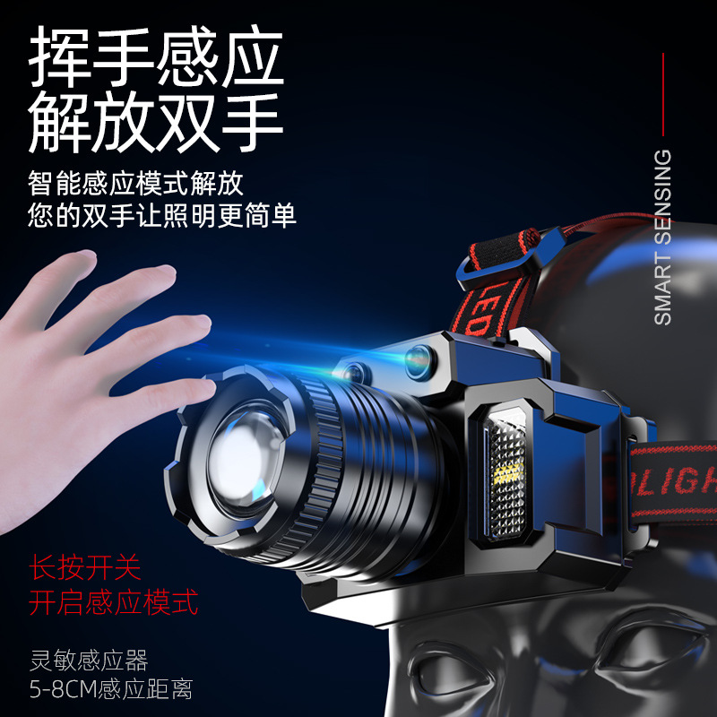 led sensor headlamp, outdoor strong light, long battery life, lithium battery, special night fishing lamp for outdoor fishing, head-mounted flashlight Specification image