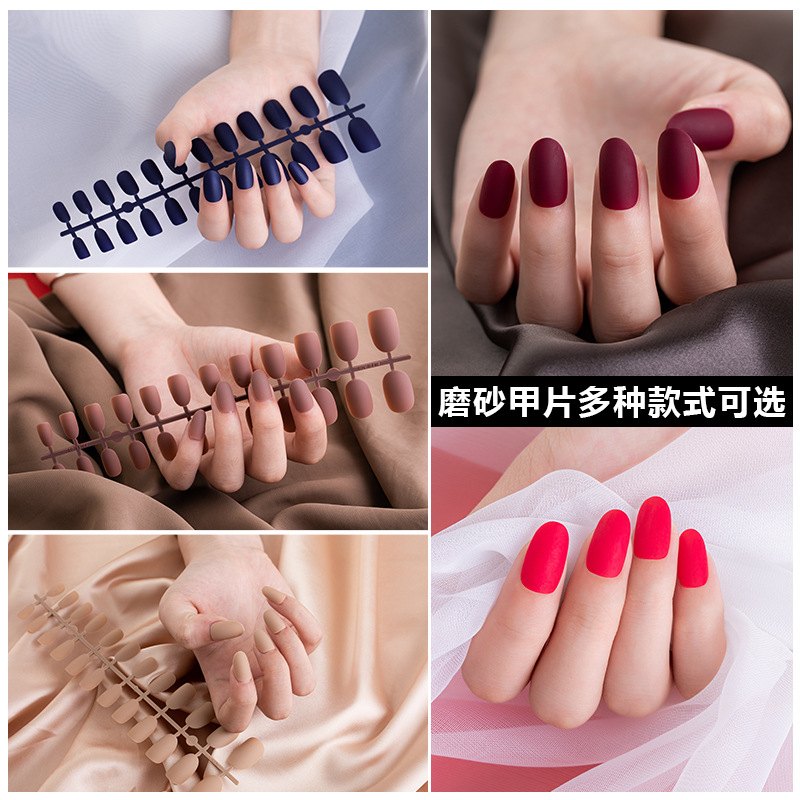 Matte frosted nail patches, fake nails, 24-piece strips, wearable nail tools, nail plates with a frosted texture details Picture