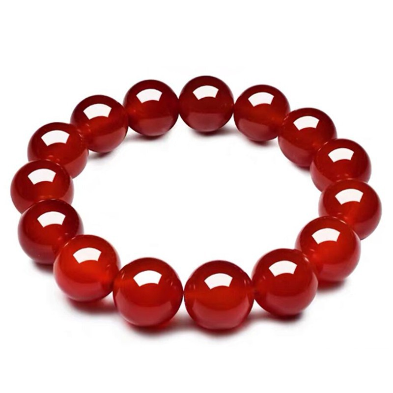 Natural Brazilian 7a grade red agate bracelet, white ice type chalcedony crystal bracelet for men and women, zodiac year Buddhist prayer beads bracelet Item Picture