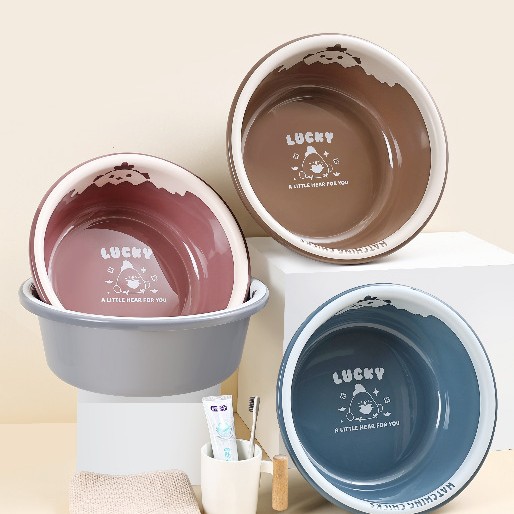 Thickened round household washbasin for student dormitories, new plastic basin, and cream-style household washbasin details Picture