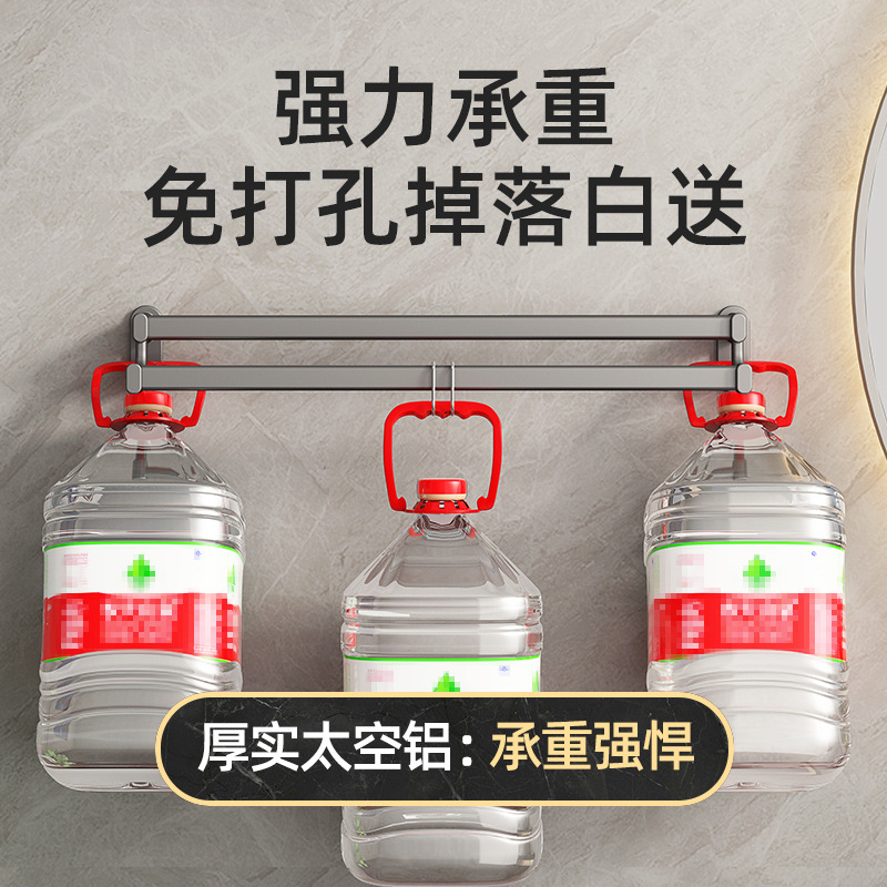 枪灰双杆毛巾架免打孔卫生间毛巾杆浴室置物架太空铝轻奢浴巾架子详情图4