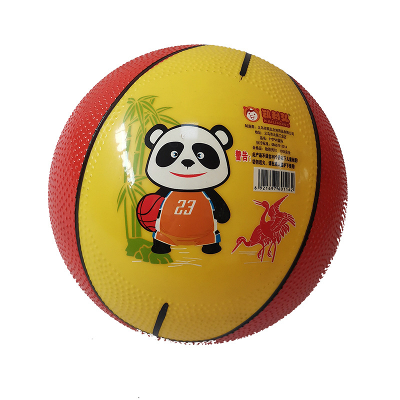 6寸贴标篮球儿童玩具彩色图案玩具球幼儿园宝宝运动弹跳玩具批发产品图