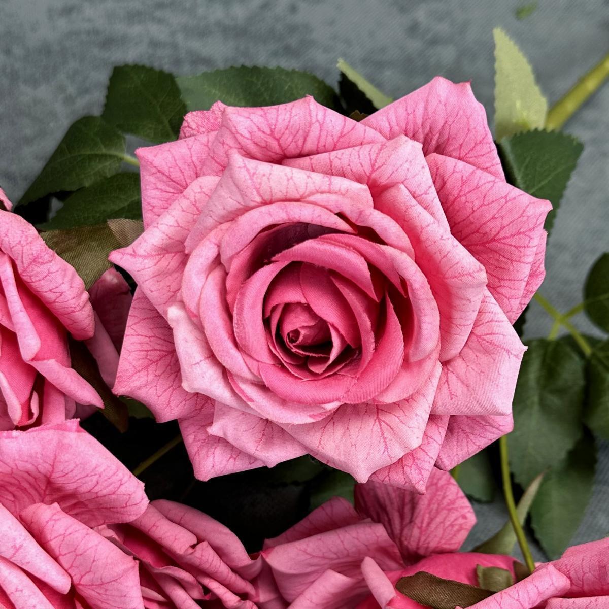 把束7头涂层钻石玫瑰仿真花婚礼家居装饰布置高级感假花摆件批发产品图