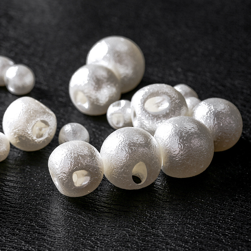 ABS皱纹仿珍珠偏孔侧孔珠光散珠diy服装辅料纽扣珠子配饰高级感