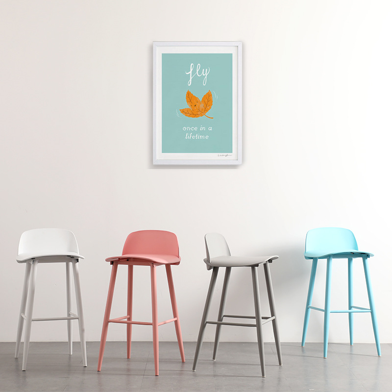 Nordic Star Creative bar stool, 60cm plastic high chair, modern and simple designer bar stool details Picture