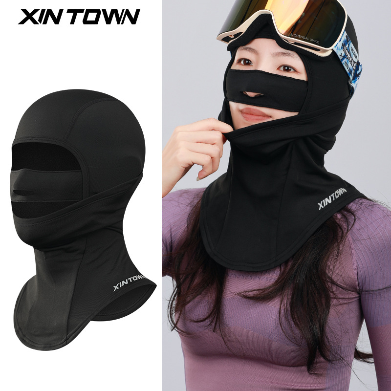 Xingheng Double-layer ski head cover, snowboard cycling mask, outdoor autumn and winter warm head cover, neck protection and cold protection thin fleece fleece