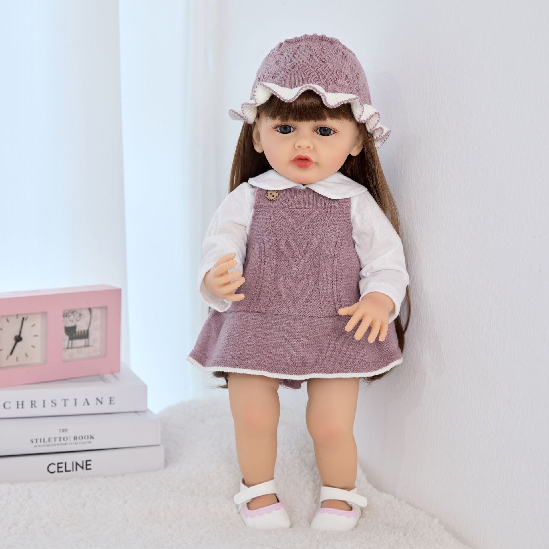 跨境55cm仿真娃娃安抚重生婴儿可动嘴对话俄语儿童玩具热销