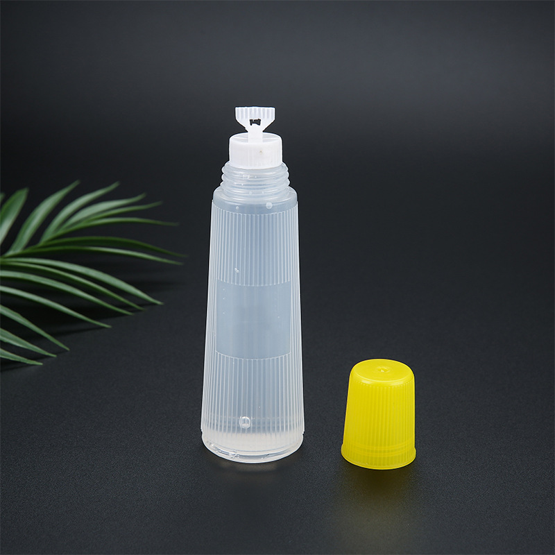 Botella plástica multifuncional 500ML botella de pegamento líquido transparente de cuatro lados con tapa amarilla para el almacenamiento de alimentos de la medicina aplicable details Picture