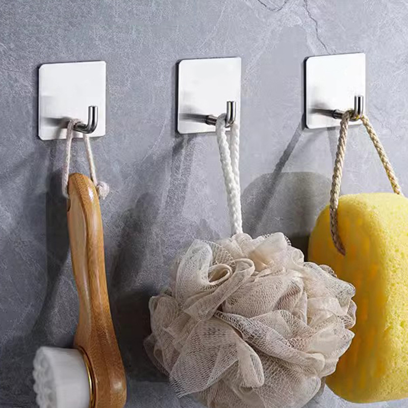 Wholesale of cross-border stainless steel hooks, strong adhesive hooks, door rear coat hooks, hardware hanging coat hooks, and metal coat and hat hooks without drilling