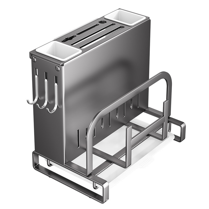 Wholesale integrated chopstick holder, knife rack, kitchen household cutting board, kitchen knife countertop, multi-functional draining storage rack Item Picture