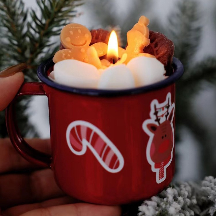 Velas perfumadas navidad hombre pan de jengibre malvarropa galletas esmalte copa velas cera de soja shooter accesorios dormitorio