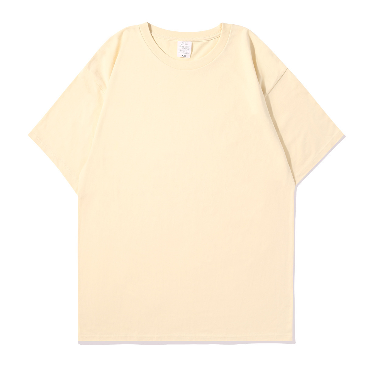 450g fabric heavy-duty short-sleeved men's summer pure cotton thick Xinjiang cotton small collar American half-sleeved base T-shirt Item Picture