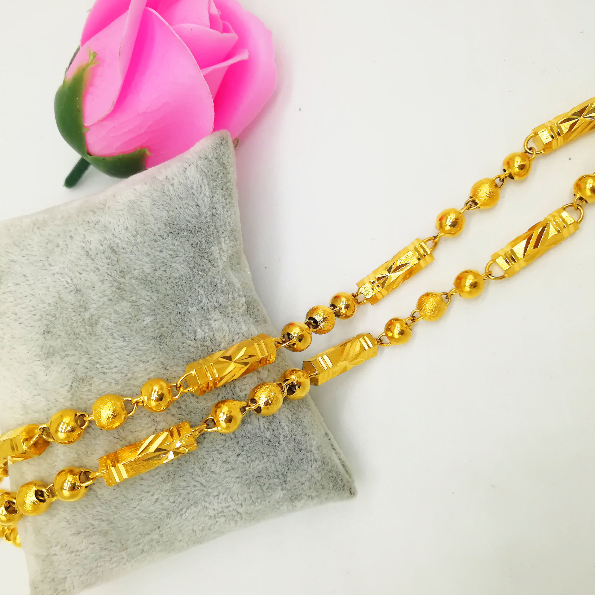 Hexagonal prayer beads Necklace, men 's king necklace, gold-plated high-end copper jewelry manufacturer Male Necklace details Picture