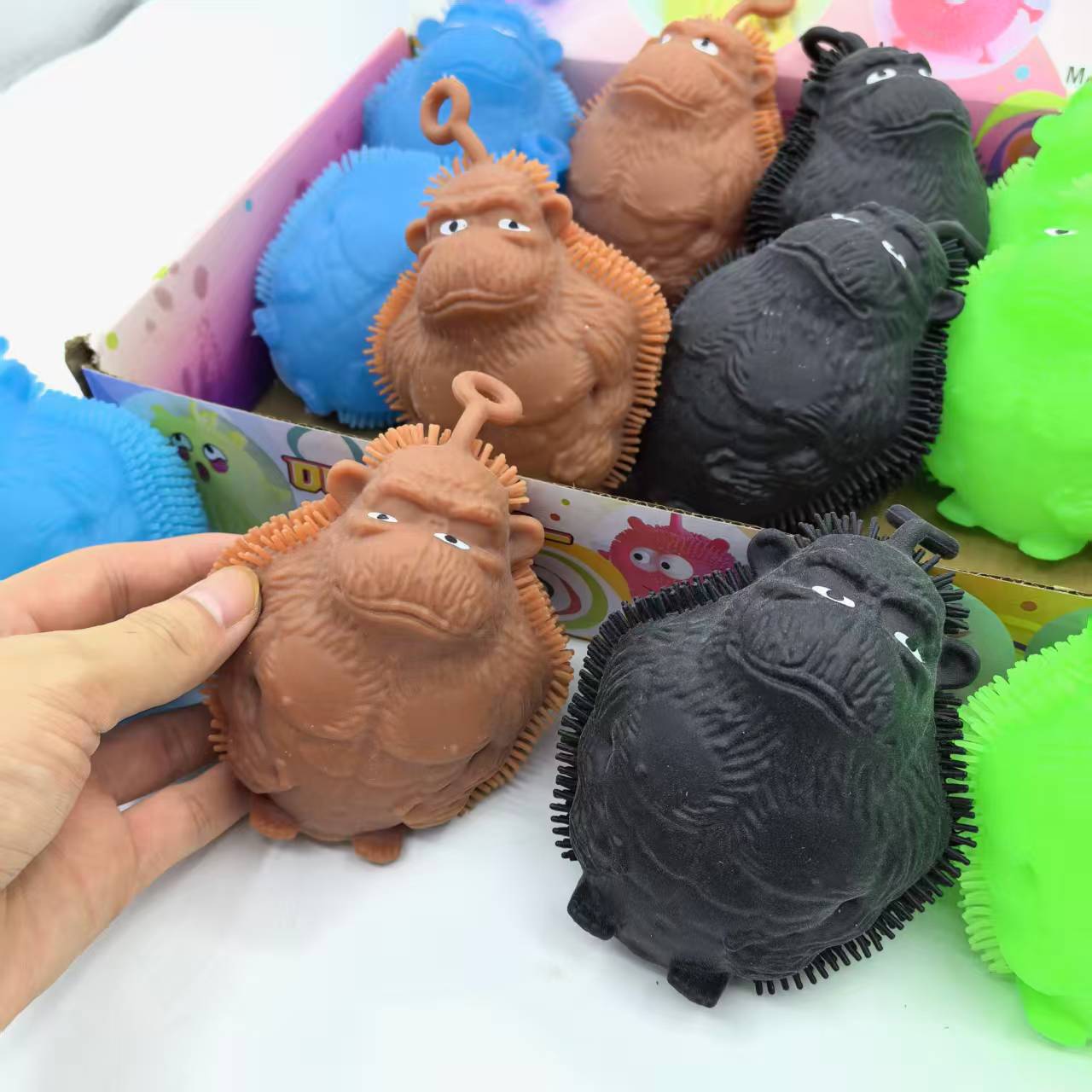 Wholesale of cartoon gorilla glowing inflatable fluffy balls for children's stress-relieving toys from the manufacturer details Picture