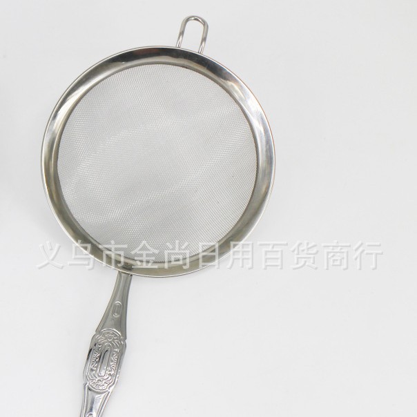 Household Ruyi handle 30-mesh deep mesh 201 stainless steel corrugated mesh oil leakage isolation ultra-dense flour screen mesh household mesh leakage details Picture