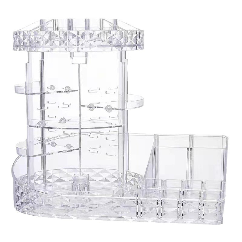 Factory direct sale of the new two-in-one 360-degree rotating makeup rack, a rotatable makeup and skin care product storage rack Item Picture